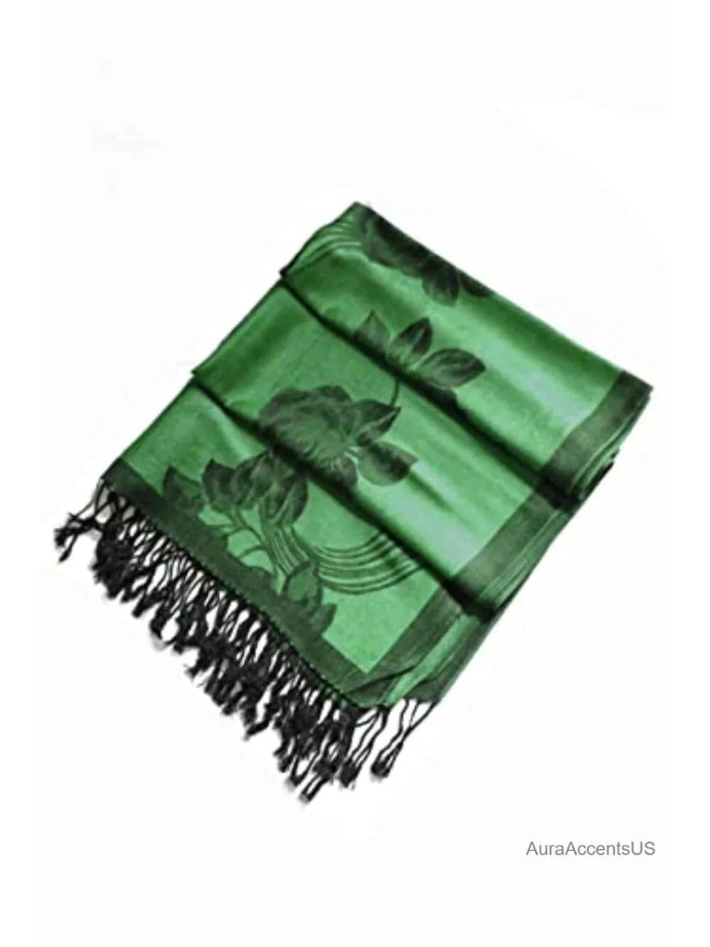 Reversible Two Tone Floral Rose Pashmina Scarf Shawl Wrap Stole Fringe Ends